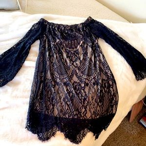 Little Black Lace/Nude lined Dress